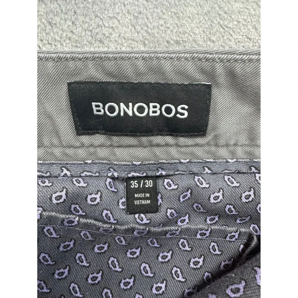Bonobos Mens Slim Fit Chino Pants Gray Stretch Cotton Twill 35x30 Casual